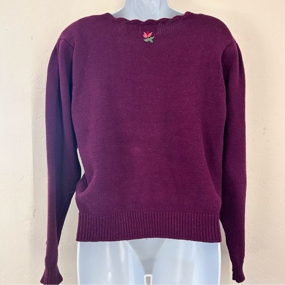 New Look Vintage Purple Embroidered 3D Knit Cardigan size M - Picture 8 of 10